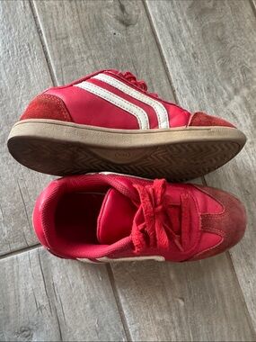 Target Red Kids Sneakers with White Stripes